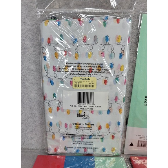 Lot Of Blueink Studios Christmas Tissue Paper Solid Red Blue Green Holiday - Picture 4 of 6